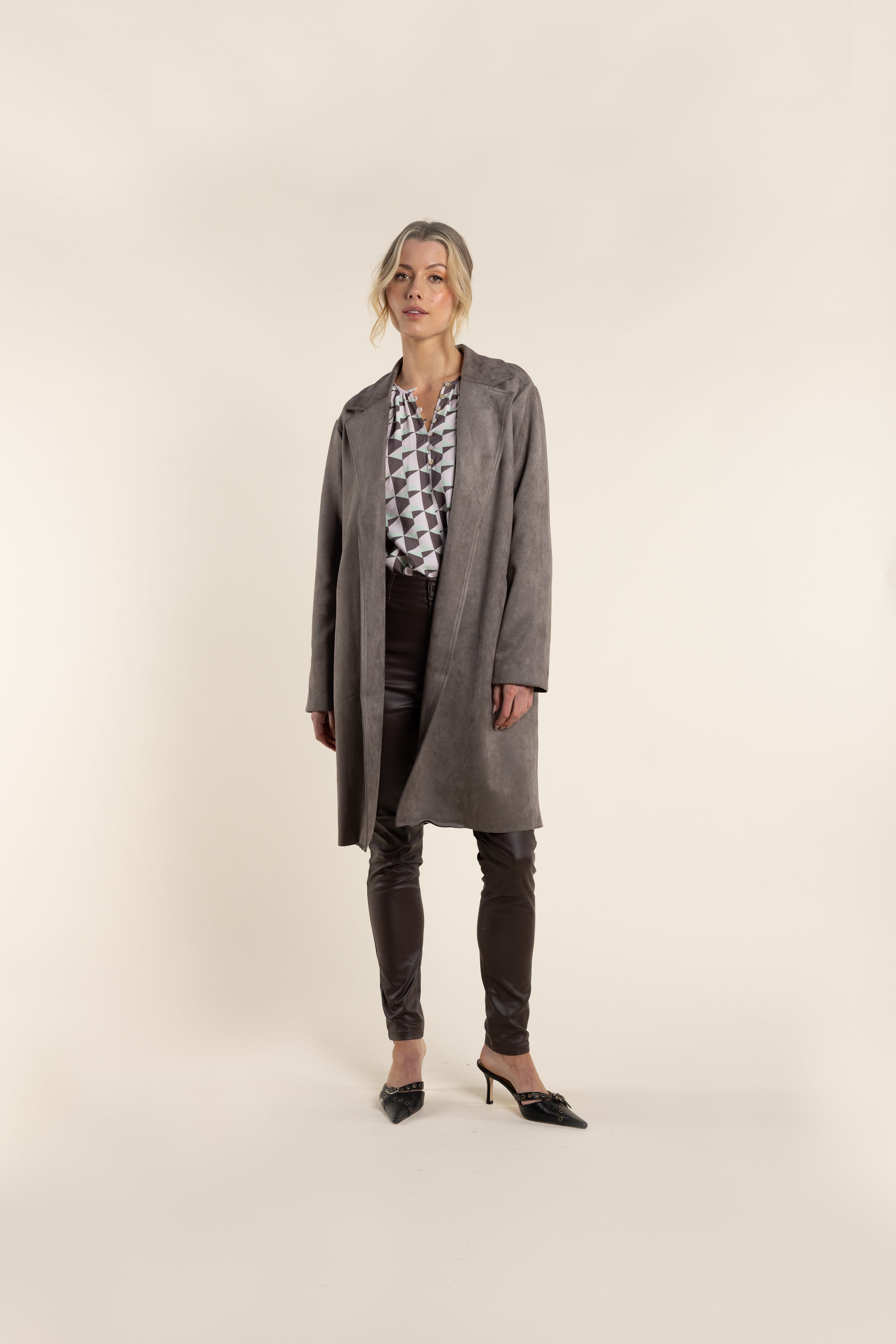 Two T's Faux Suede Coat Clove