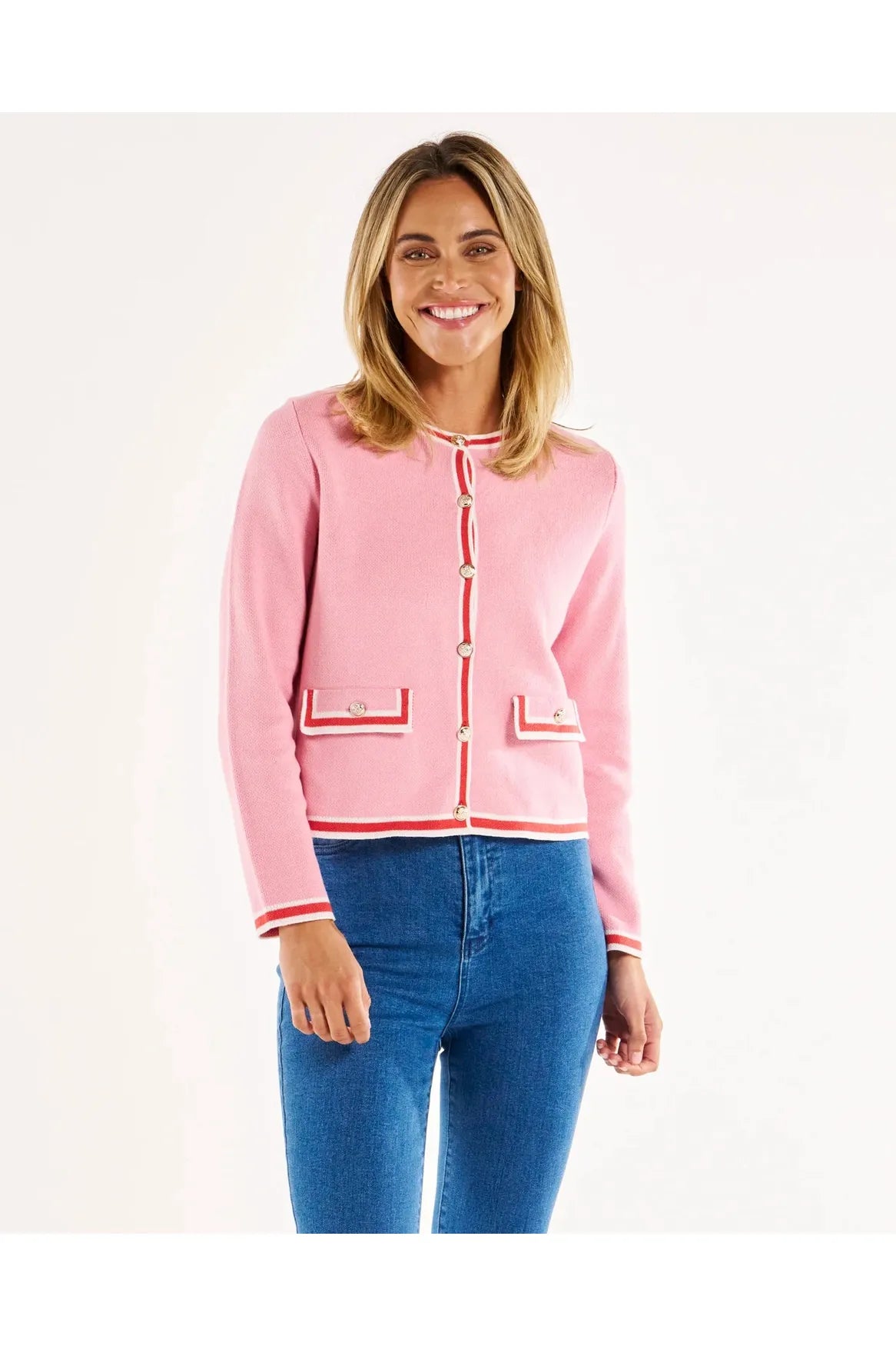 Betty Basics Lady Cardigan - Pink Red