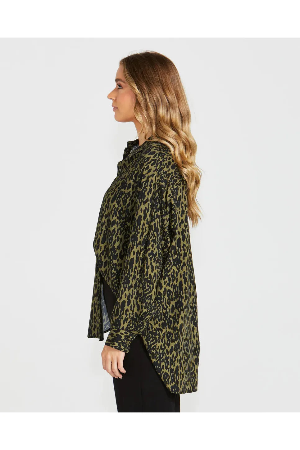 Sass Theo Oversized Shirt Khaki Animal