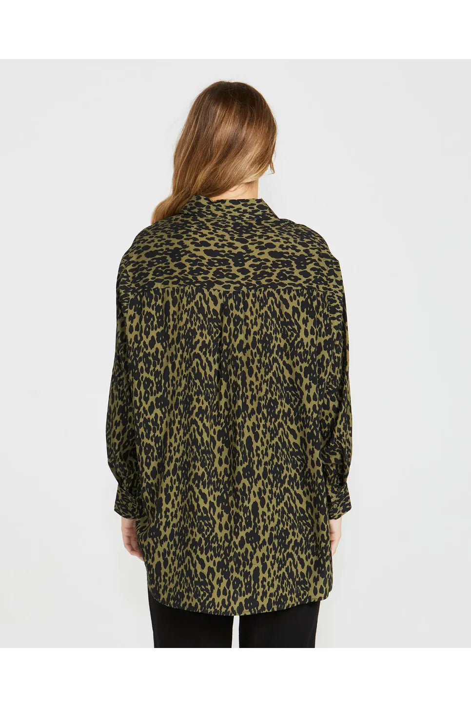 Sass Theo Oversized Shirt Khaki Animal