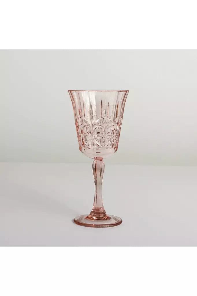 Acrylic Pavilion Wine Glass - Pink & Clear