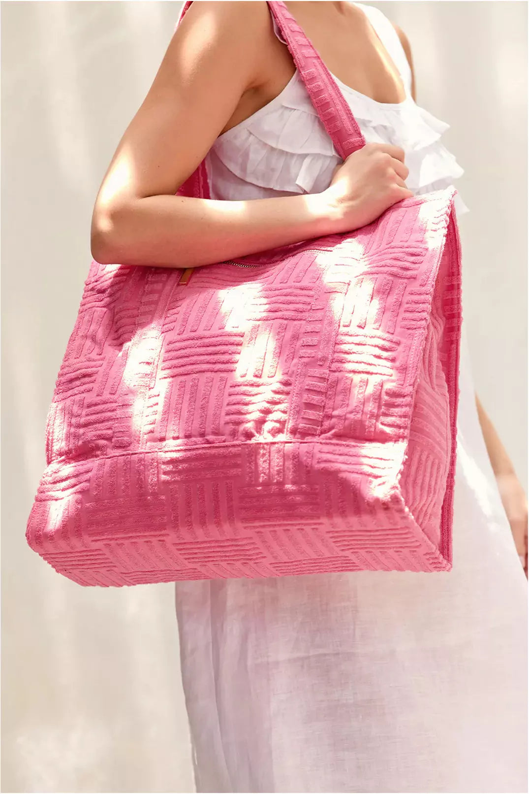 Towelling Beach Tote Pink